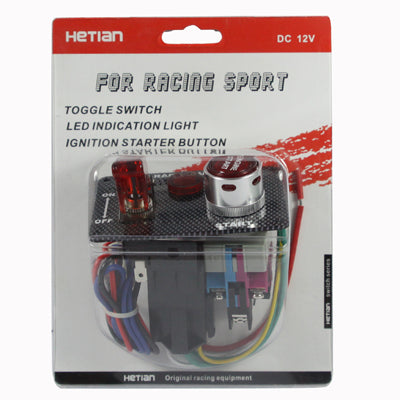 Carbon Fiber Flip-up Start Ignition Switch Panel and Accessories for Racing Sport (DC 12V) by bashfashion