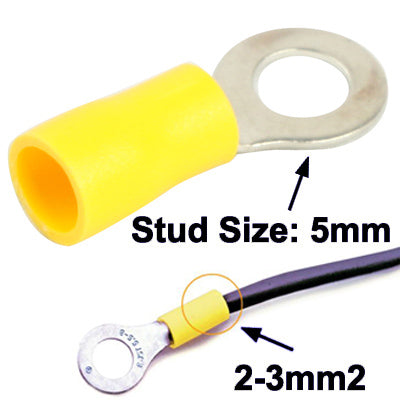 100pcs RV5.5-5.0mm DIY Ring Terminals, Cable size: 2-3mm2 (100pcs in one packaging, the price is for 100pcs) by bashfashion