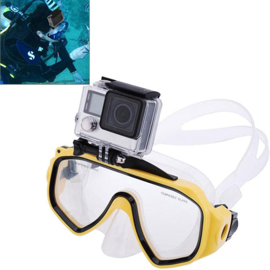 Water Sports Diving Equipment Diving Mask Swimming Glasses with Mount for GoPro, Insta360, DJI and Other Action Cameras(Yellow) by bashfashion