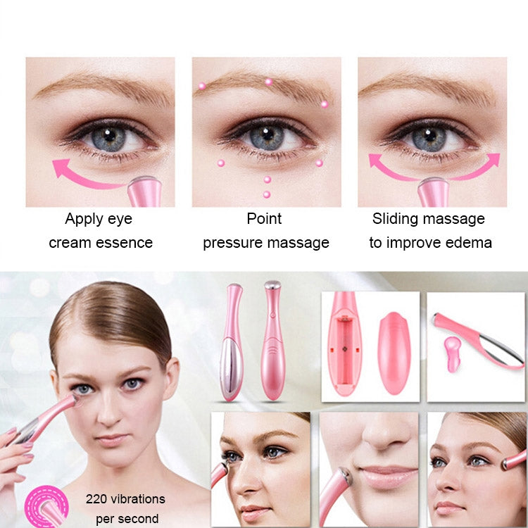 HYJ-825 Eye Care Massager Eyes Wrinkle Removing Pen Ion Vibration Beauty Eye Cream Cosmetic Instrument(Pink) by bashfashion