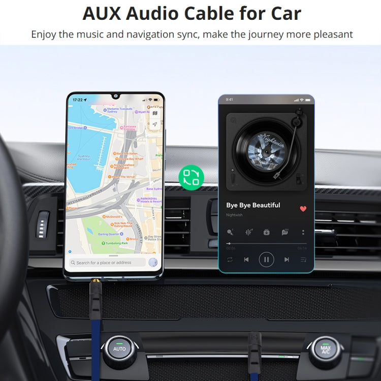 1m Noodle Style Aux Audio Cable 3.5mm Male to Male, Compatible with Phones, Tablets, Headphones, MP3 Player, Car/Home Stereo & More(Blue) by bashfashion