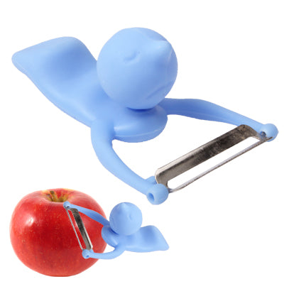 Men Shaped Fruit Vegetable Kitchen Blade Peeler with Durable ABS Handle(Blue) by bashfashion