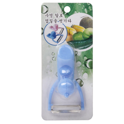 Men Shaped Fruit Vegetable Kitchen Blade Peeler with Durable ABS Handle(Blue) by bashfashion