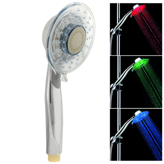 Temperature Detectable 3-Color (Green / Blue / Red) LED Shower Head, No Battery by bashfashion