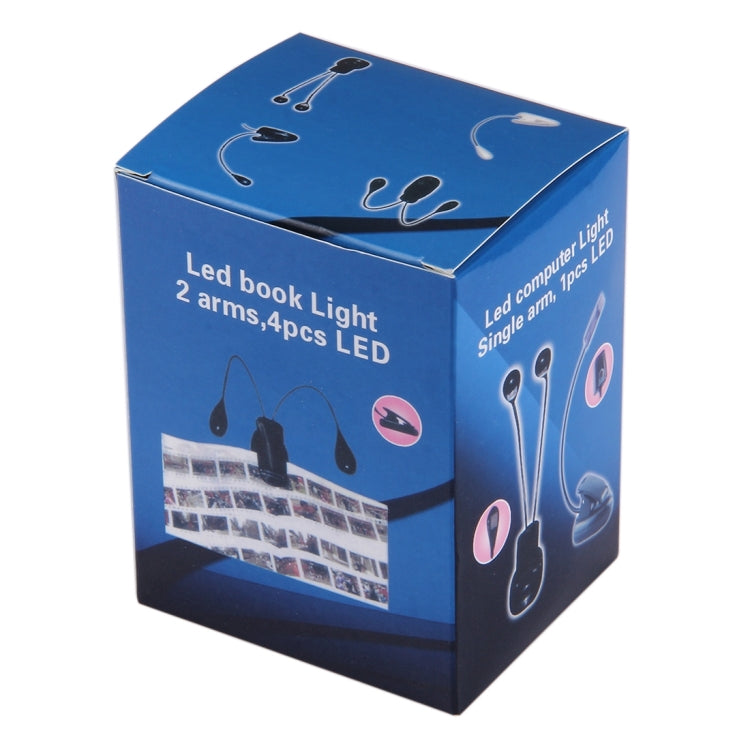 2 Arm LED Book Light, Dual Arms Clip On LED Light For Reading Camping Hiking(Black) by bashfashion