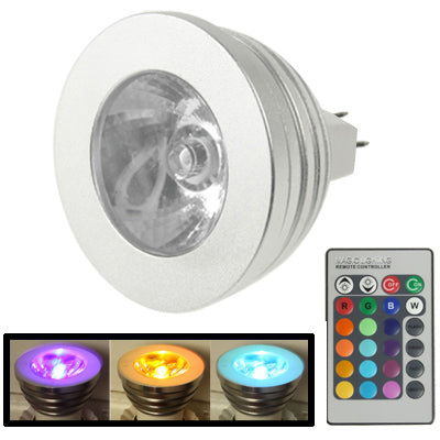MR16 3W RGB LED Light Bulb, Luminous Flux: 400-450LM, with Remote Controller, DC 12V by bashfashion