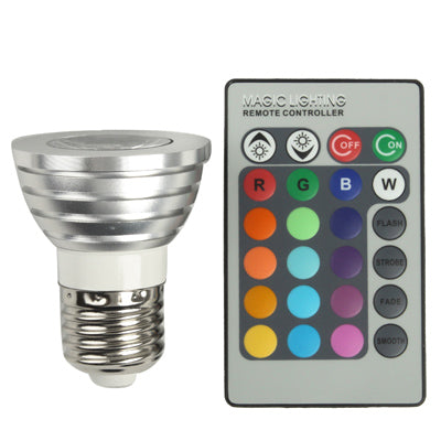 E27 3W RGB Flash LED Light Bulb with Remote Controller, AC 85-265V, Luminous Flux: 240-270lm by bashfashion