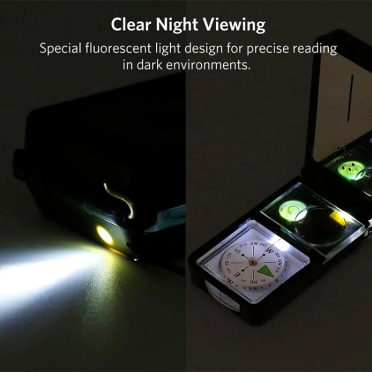 10 in 1 (Thermometer, Hygrometer, LED light, Reflector, Spirit level, Compass, Whistle, Flint, Magnifier, Ruler) Multi-Function Portable Compass by bashfashion