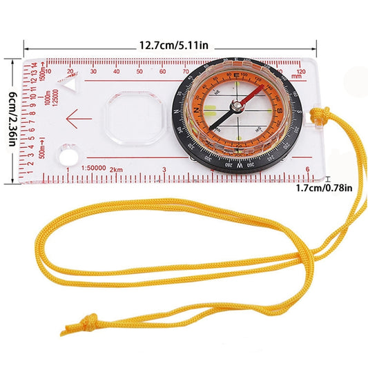 2 in 1 Compass with Map Measuring Ruler Lanyard Emergency Survival Tool(Transparent) by bashfashion