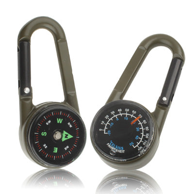 Carabiner Key Compass & Thermometer Hiking Outdoor Travel by bashfashion