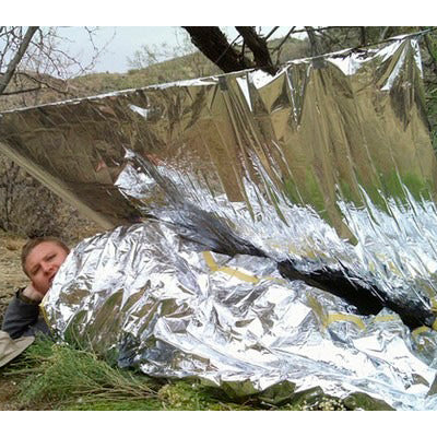 Compact Lightweight Aluminized Windproof Waterproof Emergency Blanket Body Wrap Survival Sheet for Outdoor 140 x 210cm by bashfashion