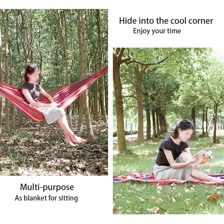 Strip Single Camping Outdoor Canvas Hammock, Size: 185cm x 80cm(Blue) by bashfashion