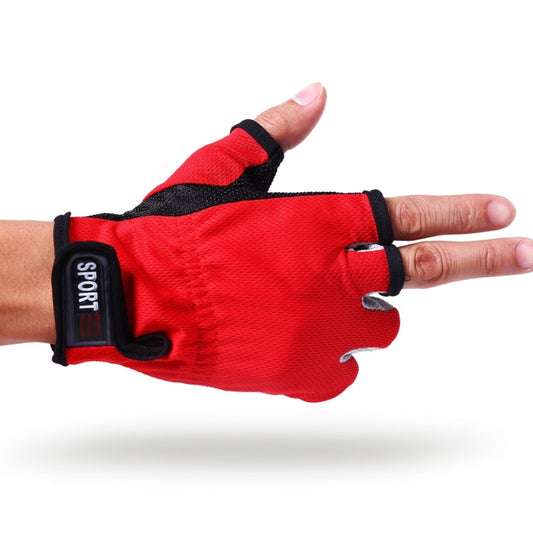 1 Pair 3 Fingers Exposed Breathable Anti-slippery Fishing Gloves(Red) by bashfashion