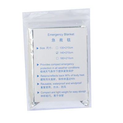 Compact Lightweight Aluminized Windproof Emergency Blanket (Size: 130x210cm)(Silver) by bashfashion