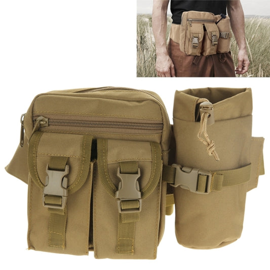 Outdoor Waist Bag with Water Bottle Pouch(Khaki) by bashfashion