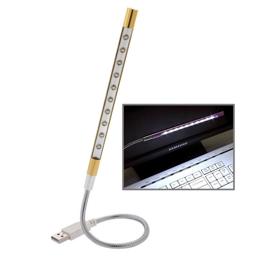 10-LED Portable Ultra Bright USB LED Light(Gold) by bashfashion