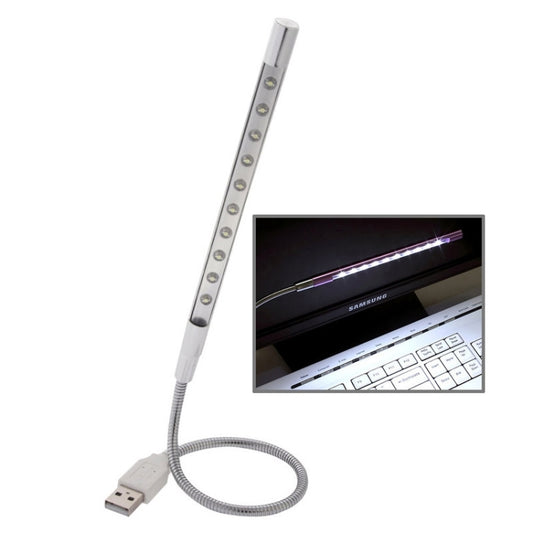 10-LED Portable Ultra Bright USB LED Light(Silver) by bashfashion