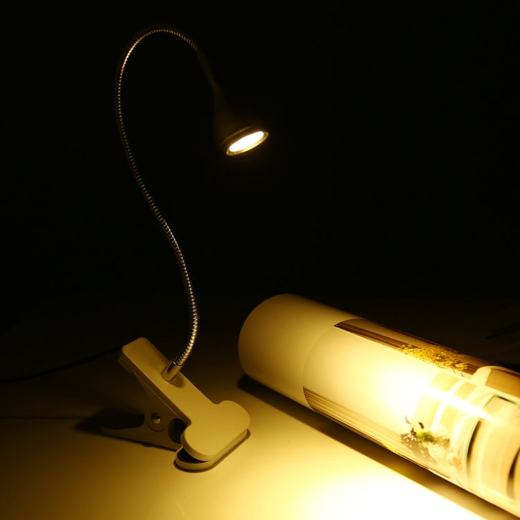 3W 360 Degree Rotation USB Metal Flexible Neck LED Light with Switch & Clip (Warm White Light Silver) by bashfashion
