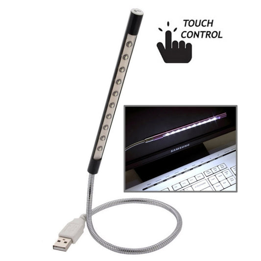 Portable Touch Switch USB LED Light, 10-LED, 1W, White Light(Black) by bashfashion