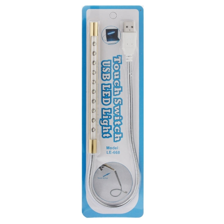 Portable Touch Switch USB LED Light, 10-LED, 1W, White Light(Gold) by bashfashion