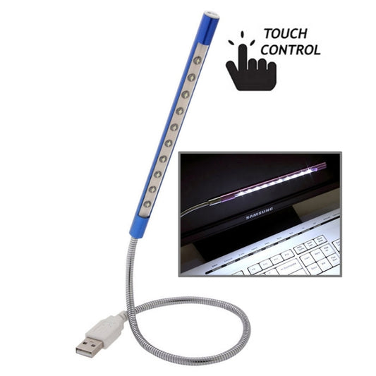 Portable Touch Switch USB LED Light, 10-LED, 1W, White Light(Blue) by bashfashion