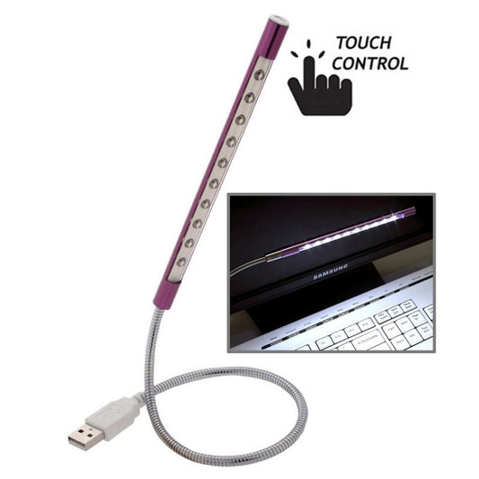 Portable Touch Switch USB LED Light, 10-LED, 1W, White Light(Purple) by bashfashion