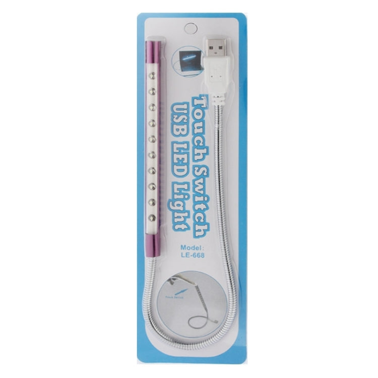 Portable Touch Switch USB LED Light, 10-LED, 1W, White Light(Purple) by bashfashion
