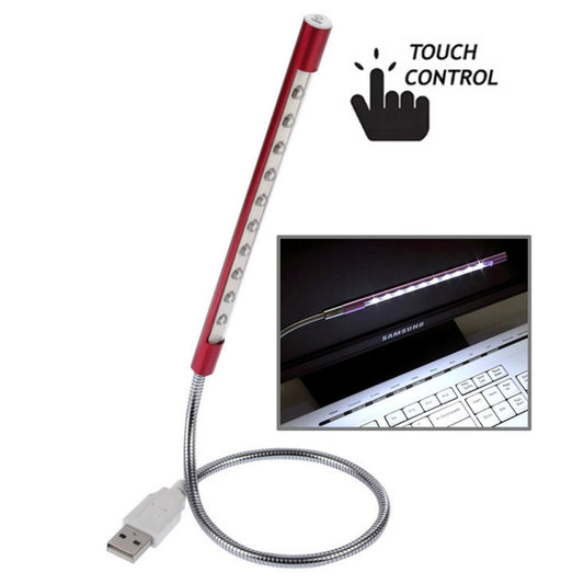 Portable Touch Switch USB LED Light, 10-LED, 1W, White Light(Red) by bashfashion