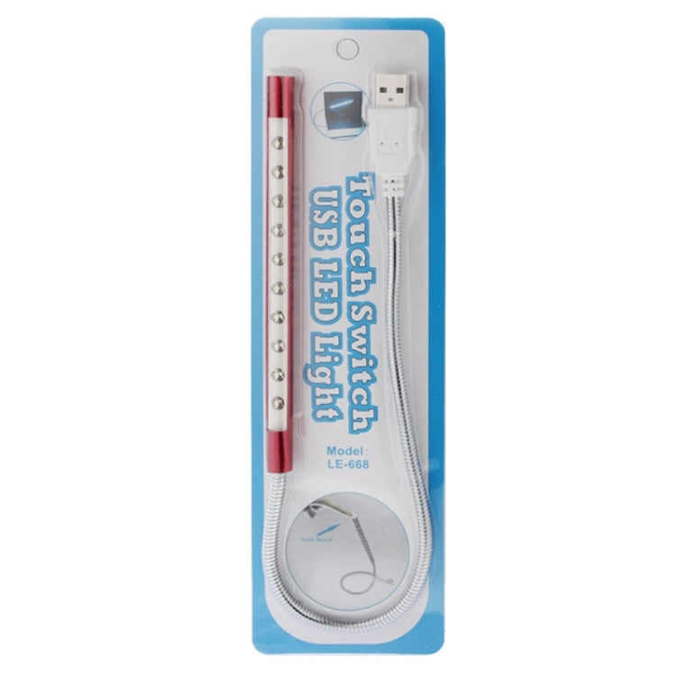 Portable Touch Switch USB LED Light, 10-LED, 1W, White Light(Red) by bashfashion