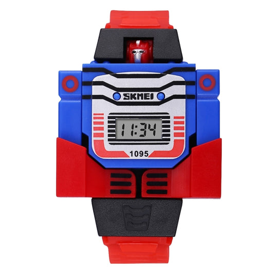 SKMEI Transformation Toy Shape Changing Removable Dial Digital Movement Children Watch with PU Plastic Cement Band(Red) by SKMEI