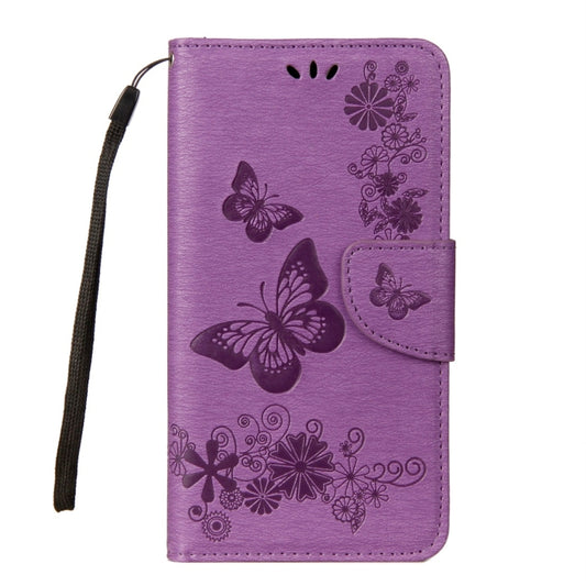 For Galaxy A8+ (2018) Vintage Embossed Floral Butterfly Pattern Horizontal Flip Leather Case with Card Slot & Holder & Wallet & Lanyard(Purple) by bashfashion