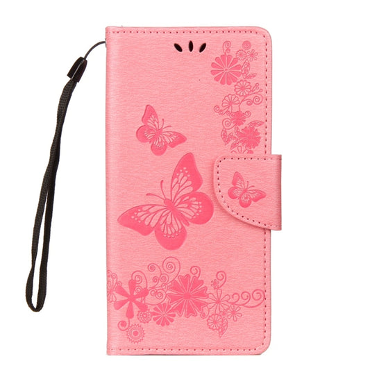 For Galaxy S9+ Vintage Embossed Floral Butterfly Pattern Horizontal Flip Leather Case with Card Slot & Holder & Wallet & Lanyard(Pink) by bashfashion