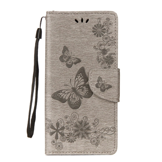For Galaxy S9+ Vintage Embossed Floral Butterfly Pattern Horizontal Flip Leather Case with Card Slot & Holder & Wallet & Lanyard(Grey) by bashfashion