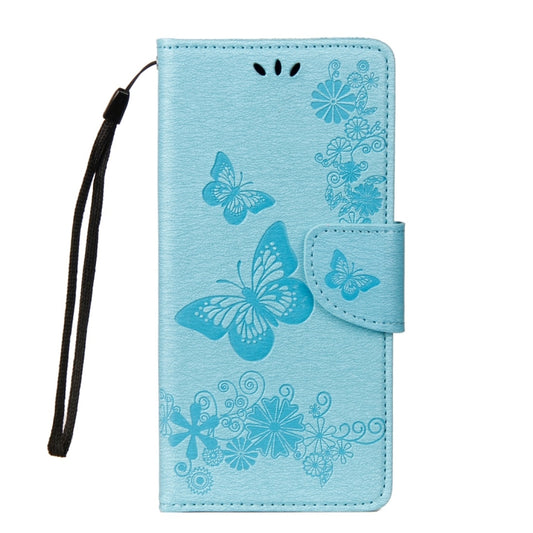 For Galaxy S9+ Vintage Embossed Floral Butterfly Pattern Horizontal Flip Leather Case with Card Slot & Holder & Wallet & Lanyard(Blue) by bashfashion