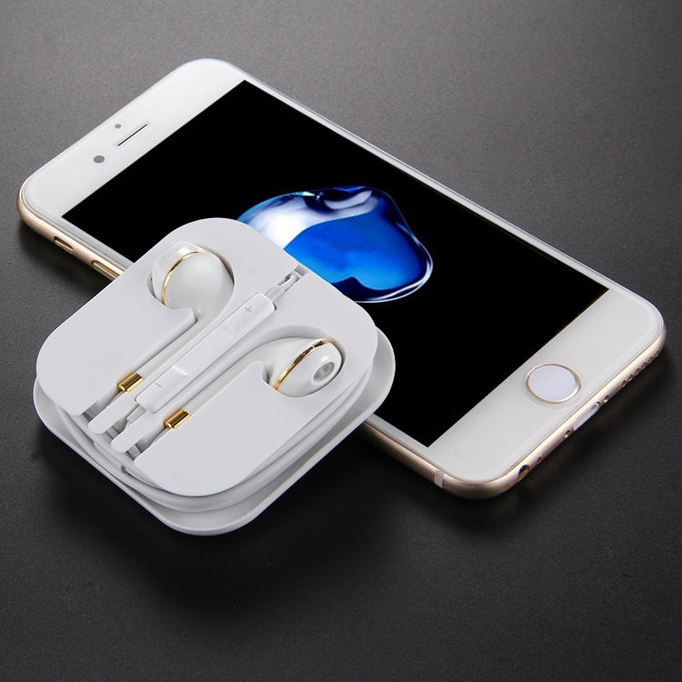 White Wire Body 3.5mm In-Ear Earphone with Line Control & Mic(Gold) by bashfashion