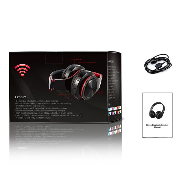 LPT660 Wireless Folding Sports Stereo Music Bluetooth Phones Earphones Support TF Card (Rose Red) by bashfashion