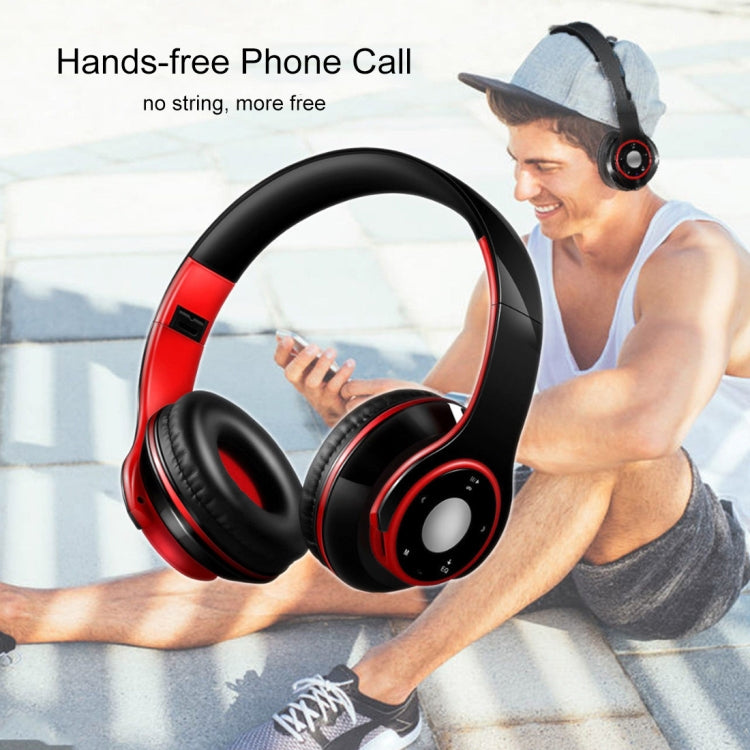 SG-8 Bluetooth 4.0 + EDR Headphones Wireless Over-ear TF Card FM Radio Stereo Music Headset with Mic (Red) by bashfashion