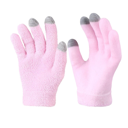 2 PCS Feather Yarn Touch Screen Gloves Outdoor Full Finger Gloves(Pink) by bashfashion