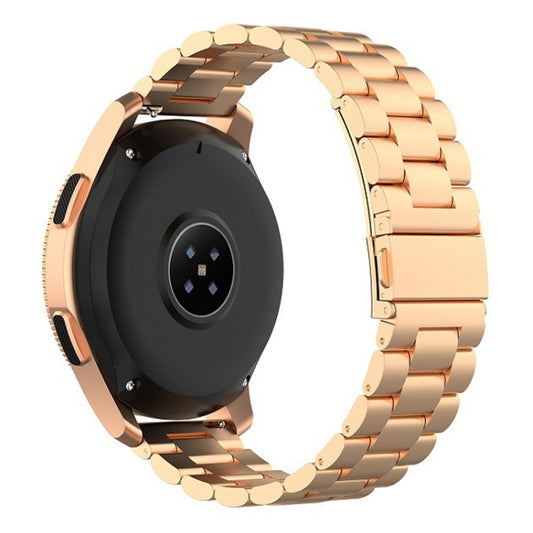 For Huawei GT2/GT/Samsung Galaxy Watch 46mm R800/Samsung Gear S3 22mm 3-Beads Stainless Steel Watch Band(Rose Gold) by bashfashion