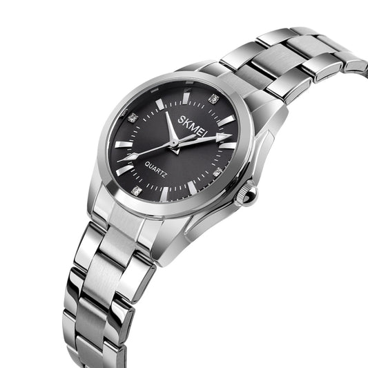 SKmei 1620 Delicate Rhinestone Creative Casual Waterproof Quartz Women Watch Steel Strap Watch(Black) by SKMEI