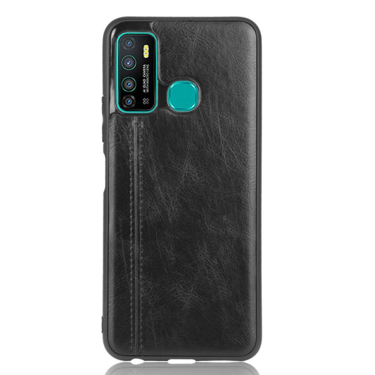 For Infinix Hot 9 Shockproof Sewing Cow Pattern Skin Texture PC + PU + TPU Case(Black) by idewei