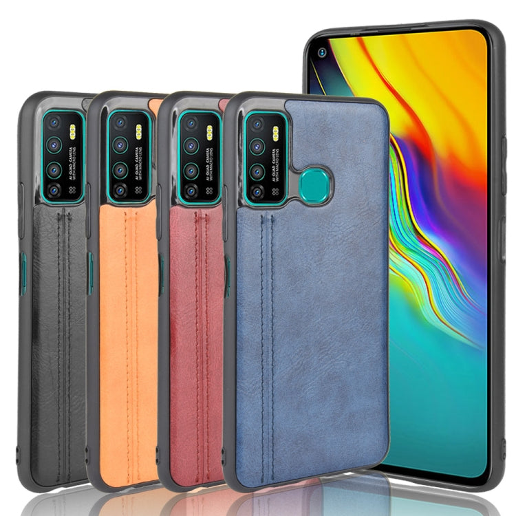 For Infinix Hot 9 Shockproof Sewing Cow Pattern Skin Texture PC + PU + TPU Case(Black) by idewei