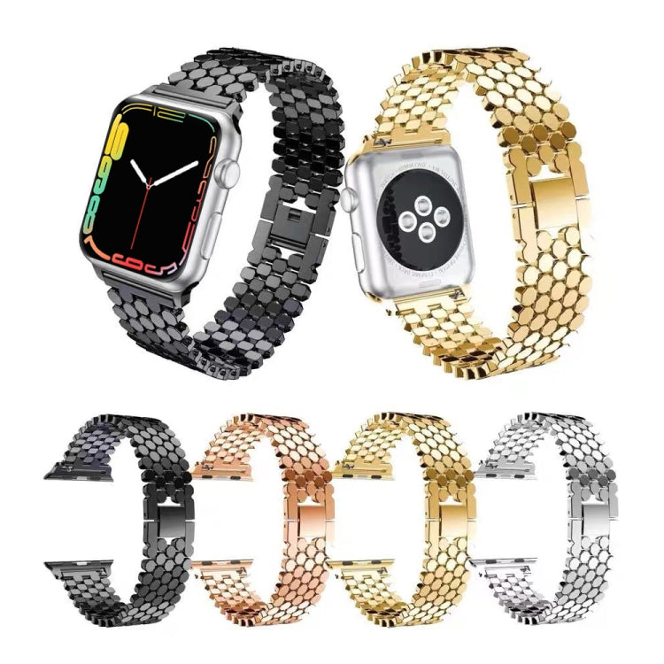 For Apple Watch Series 7 41mm / 6 & SE & 5 & 4 40mm / 3 & 2 & 1 38mm Honeycomb Stainless Steel Strap(Rose Gold) by bashfashion