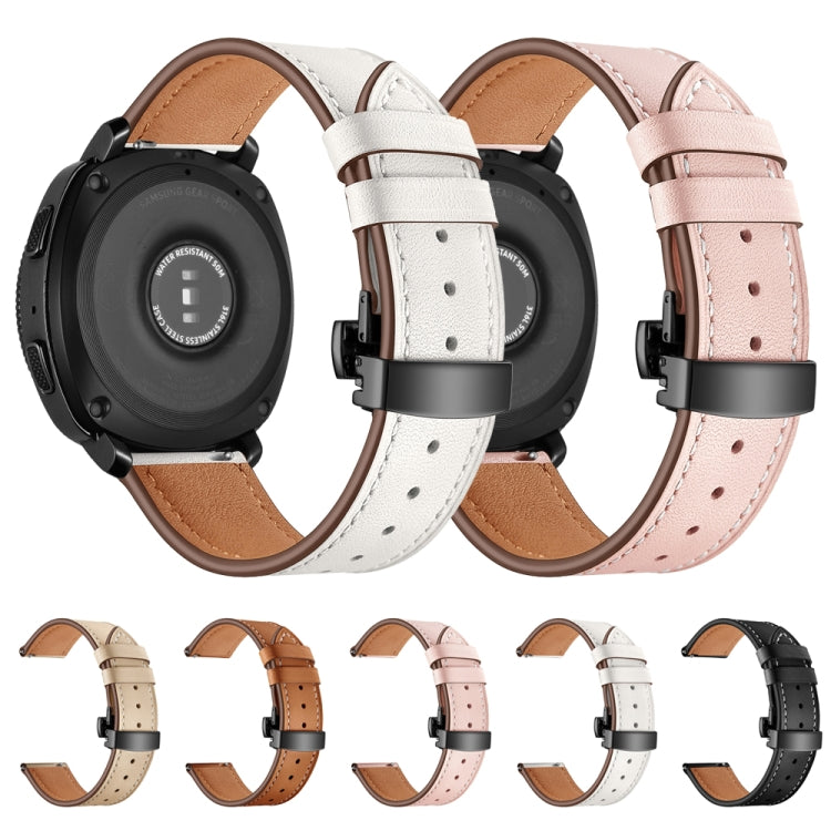 22mm For Huawei Watch GT2e / GT2 46mm Black Butterfly Buckle Leather Watch Band(White) by bashfashion