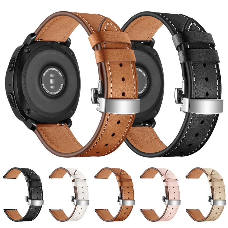 22mm For Huawei Watch GT2e / GT2 46mm Leather Butterfly Buckle Strap Silver Buckle(Pink) by bashfashion