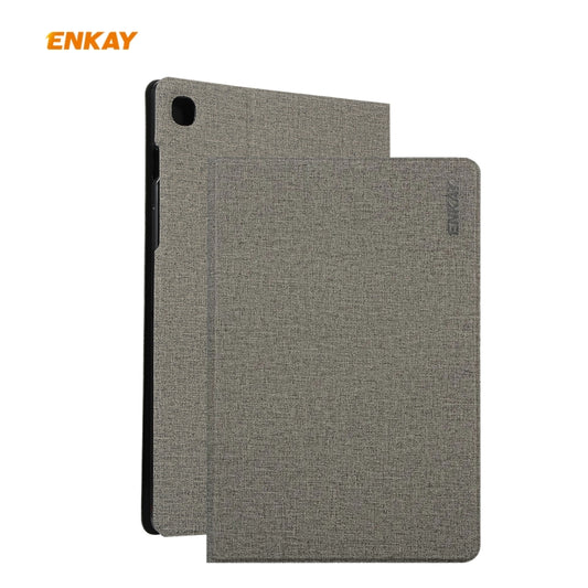 For Samsung Galaxy Tab S6 Lite P610 / P615 / Tab S6 Lite 2022 / P613 / P619 ENKAY Coarse Cloth Leather Smart Tablet Case(Grey) by ENKAY