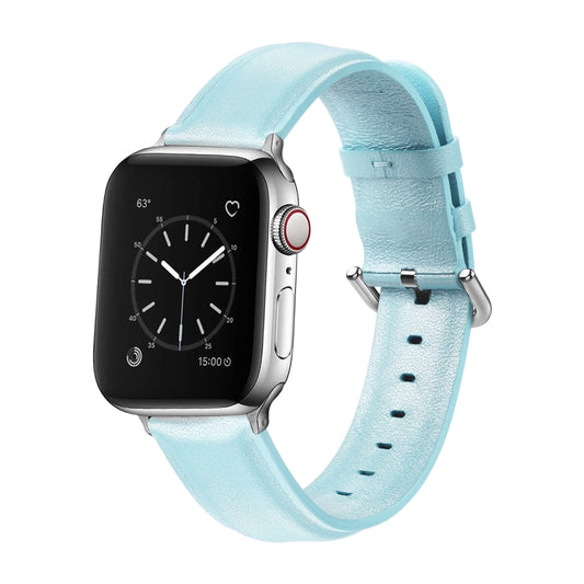For Apple Watch Series 5 & 4 44mm 3 & 2 & 1 42mm Round Hole Leather Strap(Sky blue) by bashfashion