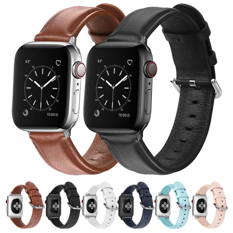 For Apple Watch Series 5 & 4 44mm 3 & 2 & 1 42mm Round Hole Leather Strap(Brown) by bashfashion