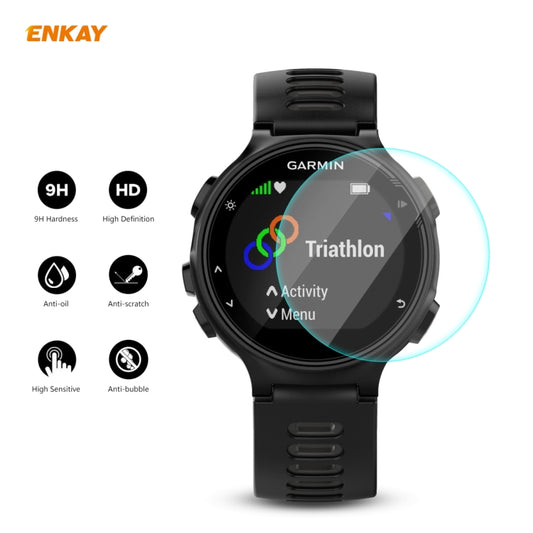 For Garmin Forerunner 735 / 735XT 2 PCS ENKAY Hat-Prince 0.2mm 9H 2.15D Curved Edge Tempered Glass Screen Protector Watch Film by ENKAY
