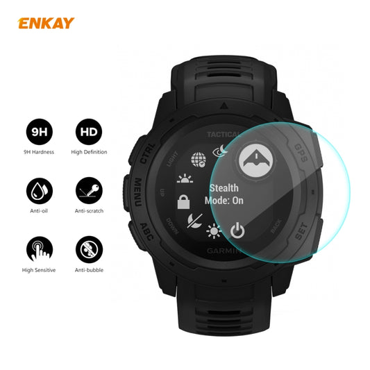 For Garmin Instinct Tactical 2 PCS ENKAY Hat-Prince 0.2mm 9H 2.15D Curved Edge Tempered Glass Screen Protector Watch Film by ENKAY